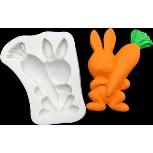 Rabbit Carrot Easter Silicone Sugarcraft Mold Fondant Cake Decorating Tools Candy Clay Cupcake Chocolate Baking Mold