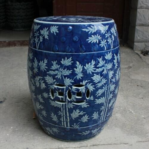 Jingdezhen Ceramic Stool Hand-painted Antique Blue And White Bamboo Round Stool Outdoor Bathroom Balcony porcelain Stool