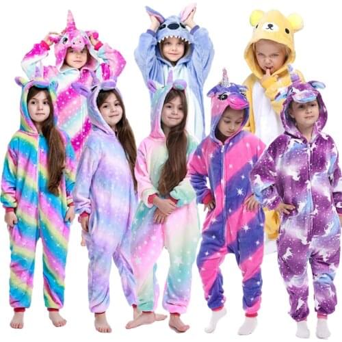 Kigurumi Unicorn For Cat Panda Costume Kids Pajamas For Women Animal Onesie Men Sleepwear Flannel Pijamas Shoes tiger bear