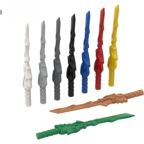 10PCS MOC Brick 93055 Golden Dragon Sword For Building Blocks Parts DIY Construction Creative Gift Toys