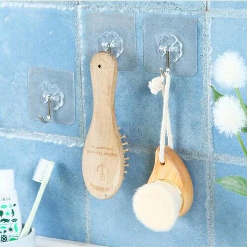 10pcs/Set Transparent Seamless Self Adhesive Hook Load Waterproof Strong Stick Hook Bathroom Kitchen Wall Hanger 2