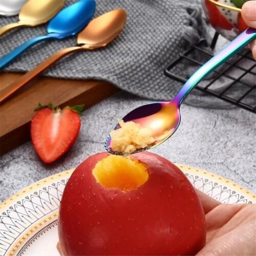 Kitchen Dinnerware Long Handle Stainless Steel Sawtooth Fruit Spoons Apple Butter Fruit Puree Spoon Grapefruit Digging Scoop