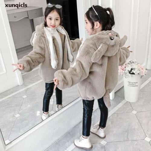 Winter Girls Faux Fur Jacket 2020 Children Cotton-padded Coats Trendy Girls Winter Clothes Kids Thicken Warm Coat