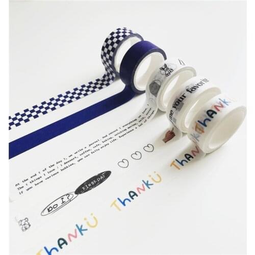 Ins Klein Blue Grid Washi Tape Envelope Sealing Stickers Stationery Simple Style Diy Decorative Adhesive Tape School Things 5m