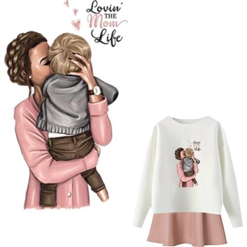 Mom Patches Love The Mom Life Print On T-Shirt Clothes Decoration DIY Accessory Washable New Patches For Clothing Heat Transfer