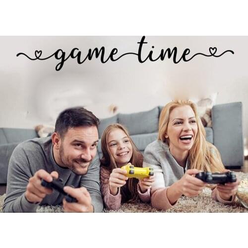 Hand Sketched Game Time Heart Wall Decal Teen Room Video Gaming Zone Xbox Ps Wall Sticker Playroom Vinyl Home Decor