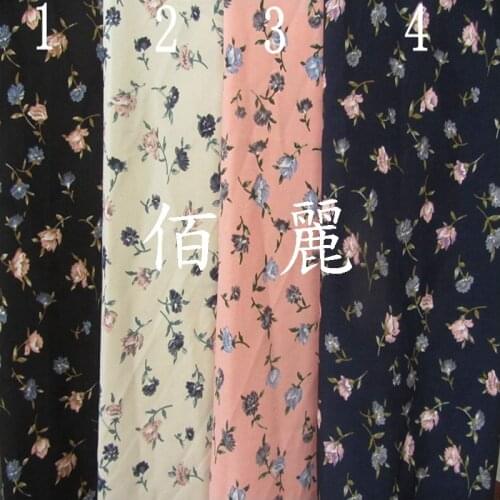 Small broken flower snow spins cloth diy tight clothing fabric stretch chiffon crepe fabric / 1 m