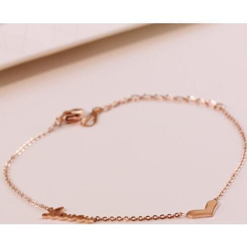 New Fashion Rose Gold Color Classic Women Letter Love and Heart Charms Bracelet / High Quality Women Bracelet at Factory price