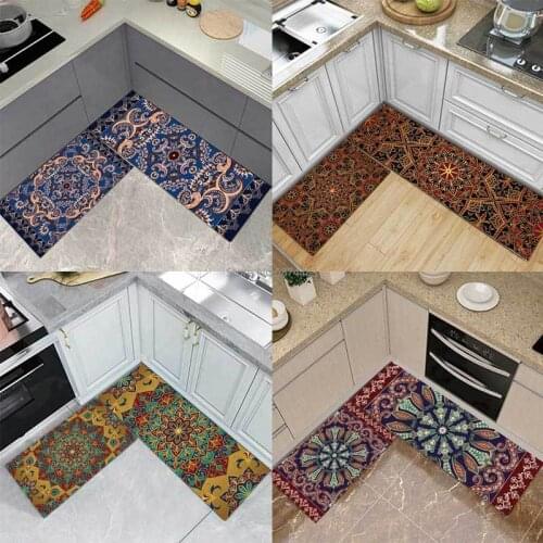 New Bohemian Retro Multicolor Floral Ethnic Kitchen Mat Combination Entry Mat Bedroom Long Bedside Blanket