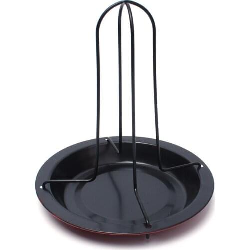 New Carbon Steel Upright Chicken Roaster Rack With Bowl Tin Non-stick Cooking Tools Barbecue Fork Bake Pan BBQ Accessories