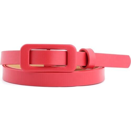 Solid Belt Women 2021 Hot Sale Fashion And Simple Ladies Pu Small Belt Square Buckle Without Needles Decorative Thin Waist Belt