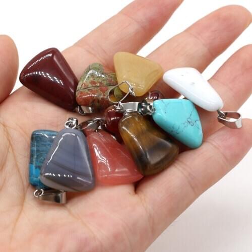 2Pcs Natural Stone Pendants Irregular Shape Reiki Heal Blue Sand Red Agates For Jewelry Making DIY Necklace 18x25mm