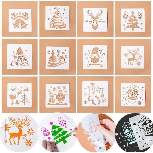 Christmas Layering Stencils Paper Card For Walls Painting Scrapbooking Stamp Album Decor Embossing Template DIY Craft