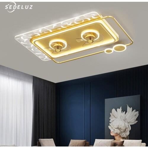 Nordic Smart LED Ceiling Light with Fan for Living Room Remote Control Included Surface Mounted Chandelier Lamps AC 110V or 220V