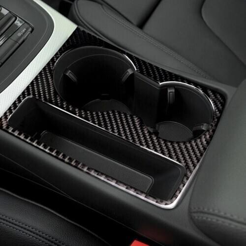 Car Styling Carbon Fiber Trim Cup Holder Decorative Frame Decal Cover Sticker Cover for Audi A5, A4 ,B8, 2009-2015