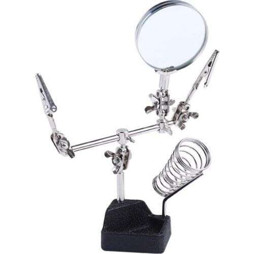 Maintenance Type with Spring 60mm Auxiliary Magnifying Glass Clip-on Magnifying Glass 5X Helping Hand Soldering