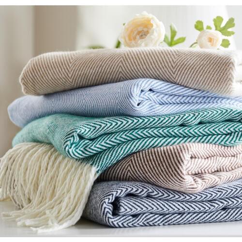 Knitted Throw Travel Blanket on the bed Grey Sofa Throw Tassels Air Condition Cover Keep Warm Acrylic Shawl Scarf