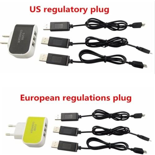 XS809 XS809HC XS809HW Charger 3 In 1 USB Charger Plug And 3PCS Charging Connector Sets For Helicopter Black Yellow