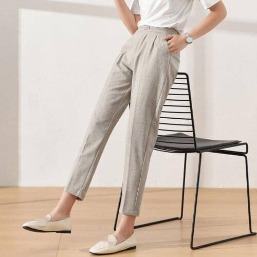 Women Harem Pants 2021 Loose Quality Cotton Linen Ankle Length Pants Fall Fashion Elegant Elastic Waist Pleated Pant Summer New