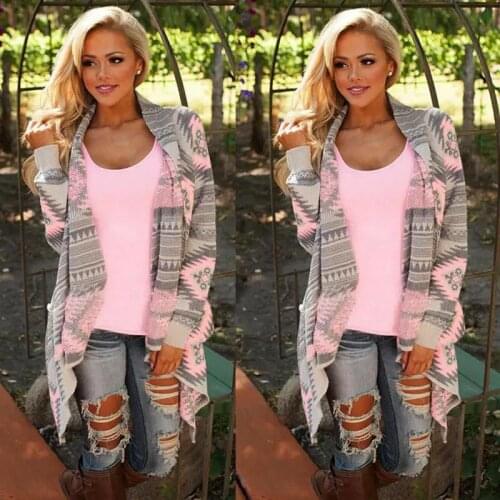 Women 2021 Autumn Spring Knitted Cardigan &Jacket Fashion Color Matching Irregular Striped Long-Sleeve Casual Open Front Sweater