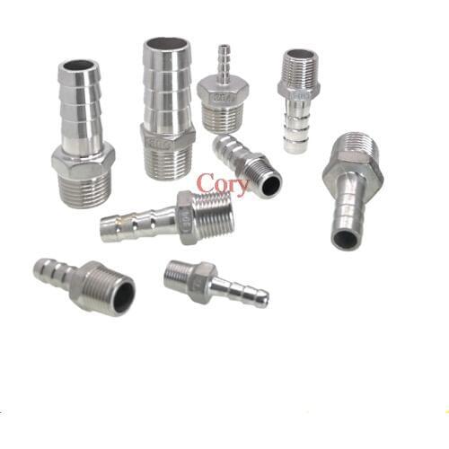 1PC 304 Stainless Steel Hexagonal Pagoda Joint Adapter Hose Connection Reducing outer joint 1/8" 1/4" 3/8" 1/2" 6/8/10/12-20mm