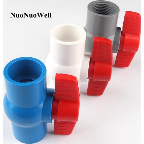 1pc 32mm PVC Ball Valve 1" Female Thread Globe Valve Aquarium Fish Tank Adapter Garden Irrigation System Water Pipe Connectors