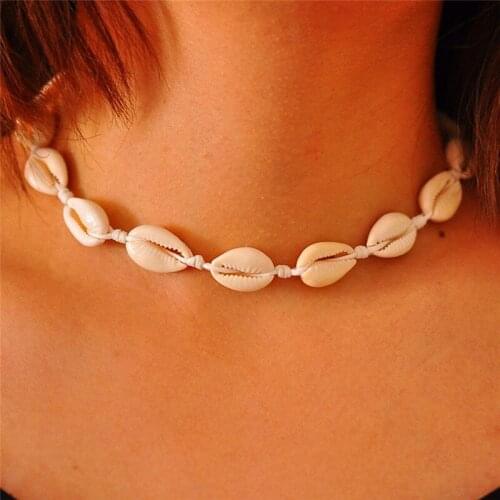 1pc Stylish Beach Bohemian Sea Shell Pendant Chain Choker Necklace Women Jewelry