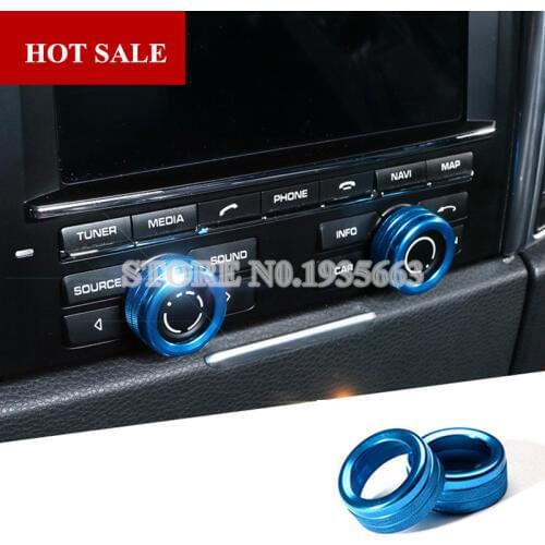 For Porsche Macan 2014-2017 Cayenne 2011-2016 Panamera 2010-2016 Blue/Silver/Red Centre Console Sound Volume Knob Cover 2pcs