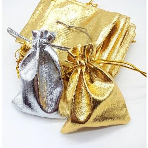 20pcs/bag 7x9cm 9x12cm 13x18cm Adjustable Jewelry Packing Silver/ Gold Colors Drawstring Velvet Bag,Wedding Gift Bags & Pouches
