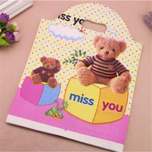 2017 New Design Wholesale 50pcs/lot 25*35cm Luxury Fashion Lovely Bear Party Gift Packaging Bags Cute Plastic Bags