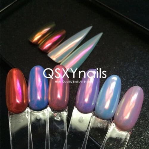 50g Red Orange Aurora Pigment Neon Powder Mermaid Unicorn Chrome Mirror Glitter Rubbing for Nail Art Gel Nail Polish