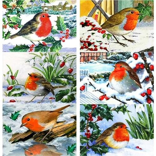 New 5D DIY Snow Scene Diamond Painting Snowbird Diamond Embroidery Cross Stitch Full Square Round Manual Gift Drill Home Decor