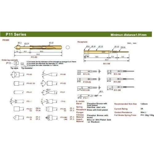 FREE SHIPPING 100PCS/LOT P11-LM3 24.2MM TWO PART SPRING TEST PROBES POGO PIN FOR PCB