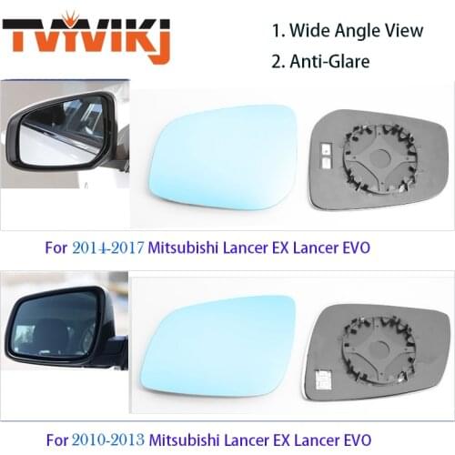 TVYVIKJ Side Rearview Mirror Blue Glass Lens For Mitsubishi Lancer EX Lancer EVO 2010-2017 Wide Angle View anti glare wing