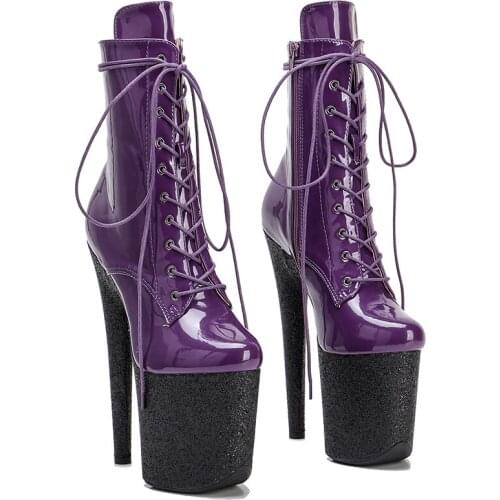 Leecabe Purple Pole dance boot with 20CM/8inches materials High Heel platform Boots open toe Pole Dance boot