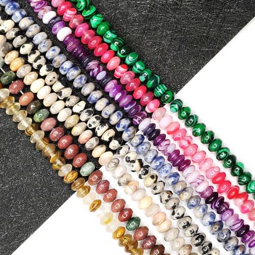 Wheel-shaped Natural Stone Beads Purple Wholesale Jewelry 4x6mm Blue Turquoise DIY Handmade Fashion Necklace Jewelry Accessories