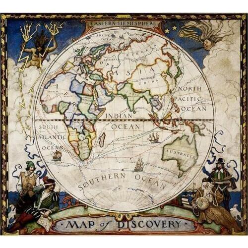 90x90cm Antique Decorative Map Medieval Style Non-woven Foldable World Map 1:1 HD World Map For Trip and Travel