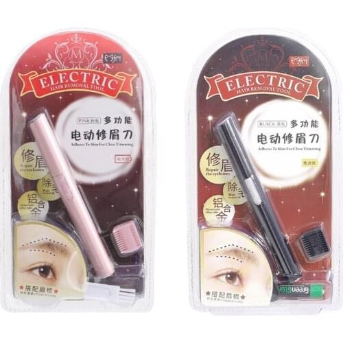 Electric Face Eyebrow Razor Scissors Battery Operated Facial Hair Removal Trimmer Body Shaver Epilator with Comb Brush