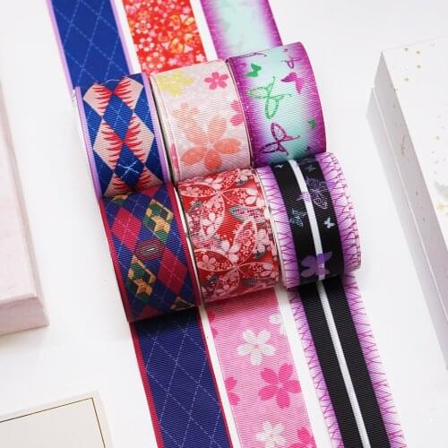 Fitas para artesanato 50 Yards kimetsu no yaiba Double Side Printed Grosgrain Ribbon 51093-51094