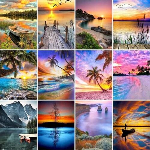 GATYZTORY Beach Scenery Painting By Numbers For Adults 60x75cm Framed Diy Gift Acrylic Canvas Home Wall Decor Art