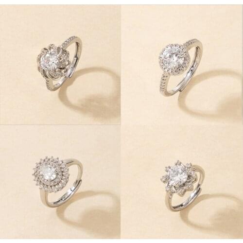 HuangTang Fashion Luxury Crystal Ring for Women White Cubic Zirconia Silver color Rings 2021 Wedding Female Charming Jewerly