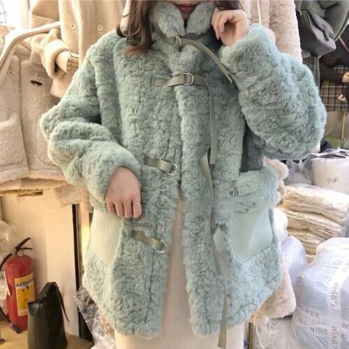 Lamb Wool Coat Female Autumn Winter Fur Jackets Korean Faux Fur Purple Coat New Warm Short Outerwear Thick Fur Plush Fleece Top