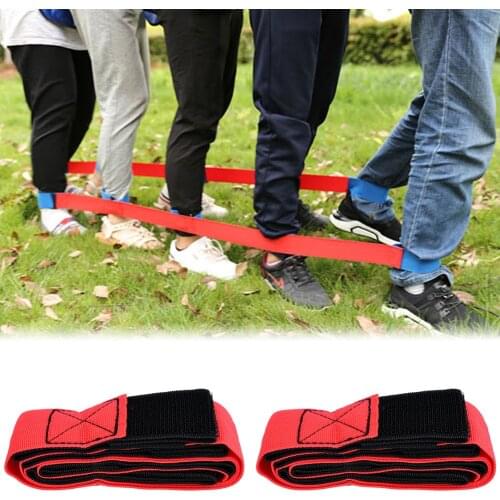 2PCS 4 People Giants Footsteps Trams Fastening Tape Outdoor Team Foot Race Bands Games Training Equipment