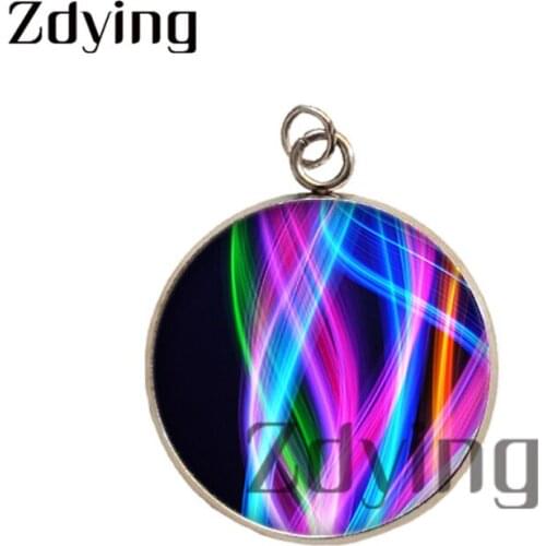 Zdying Fashion Colorful abstract Geometric Stainless Steel Pendants Glass Cabochon Photo Dome Charm Jewelry Accessories AC003