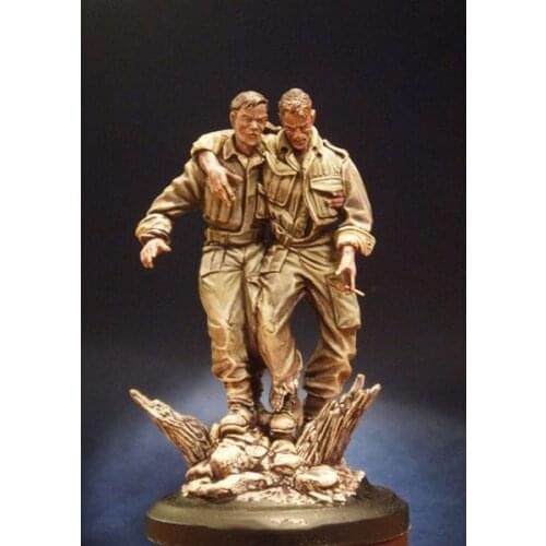 1/16 Scale Wounded Soldiers Unpainted Resin Figure Building Kit
