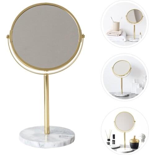 1Pc Desktop Makeup Mirror Marble Cosmetics Mirror Girl Makeup Mirror (Golden)