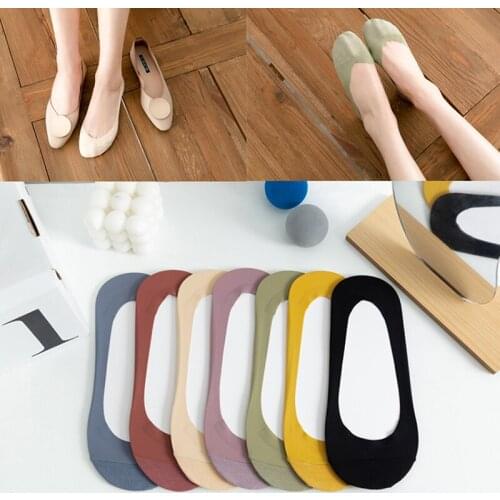 Spring And Summer Thin Womens Invisible Socks Shallow Mouth Silicone Non-Slip Comfortable Cotton Socks For Girls