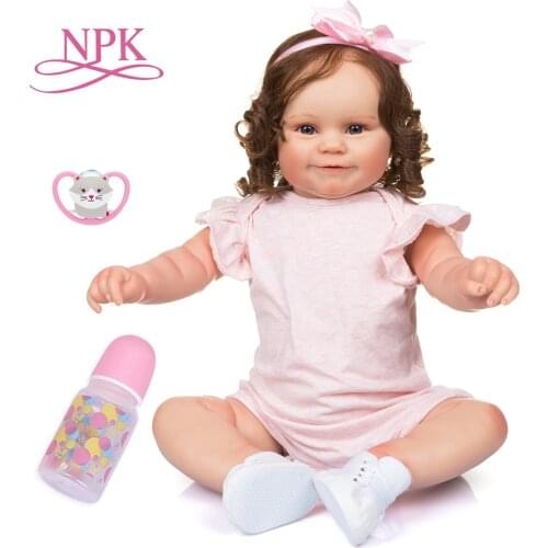 NPK Maddie Two Size Version Reborn Cute Girl Doll with Rooted brown hair Toddler Popular Soft Cuddle Body High Quality Doll