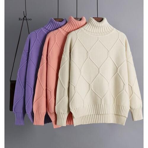 Autumn Winter Oversize Turtlenect Thick Wool Cashmere Sweater Pullovers Women Long Sleeve Female Casual Big Sweater Jumper