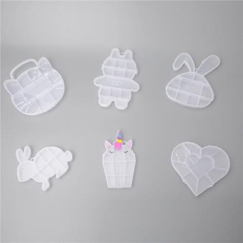 Transparent Plastic Storage Jewelry Box Compartment Container Adjustable Animal Small Box Case For Beads Jewels Making Supplies
